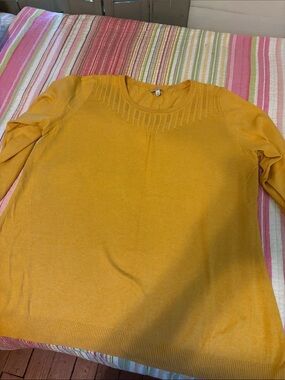 Talbots Yellow Crewneck Sweater with Subtle Yoke Detail